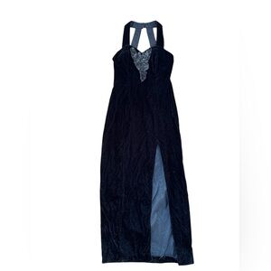 VTG 1980s Black Velvet Beaded Gown From Jump Apparel Co. Size 11/12